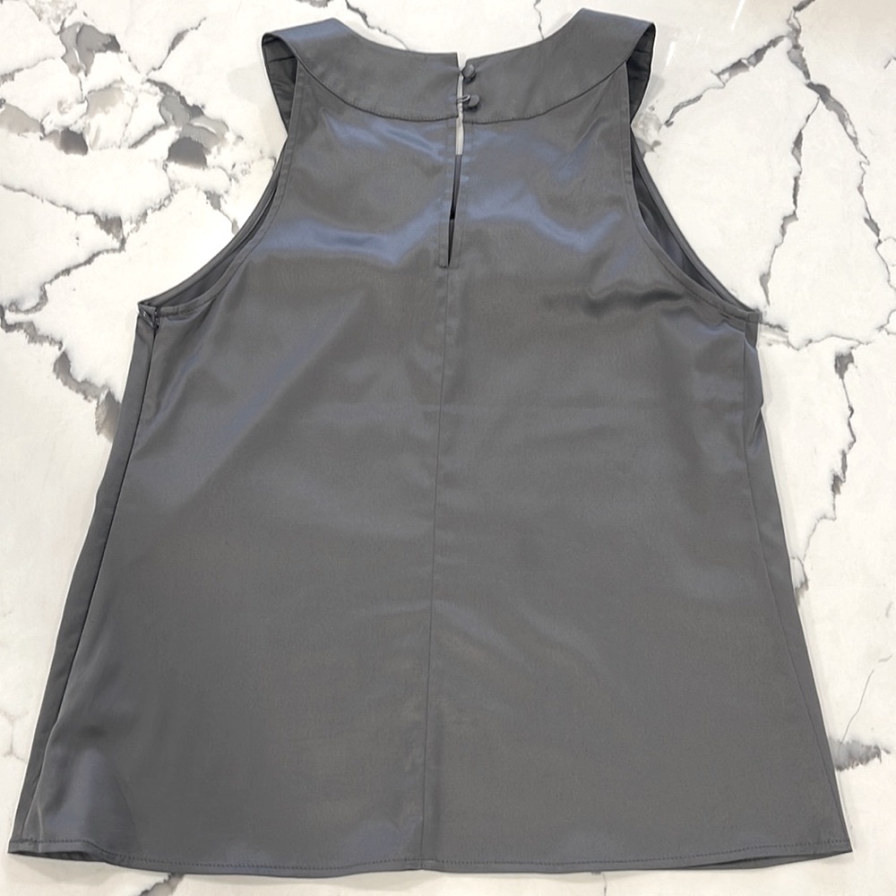 The Limited Beaded Metallic Scoop Neck Blouse -Gray Small - Picture 2 of 10
